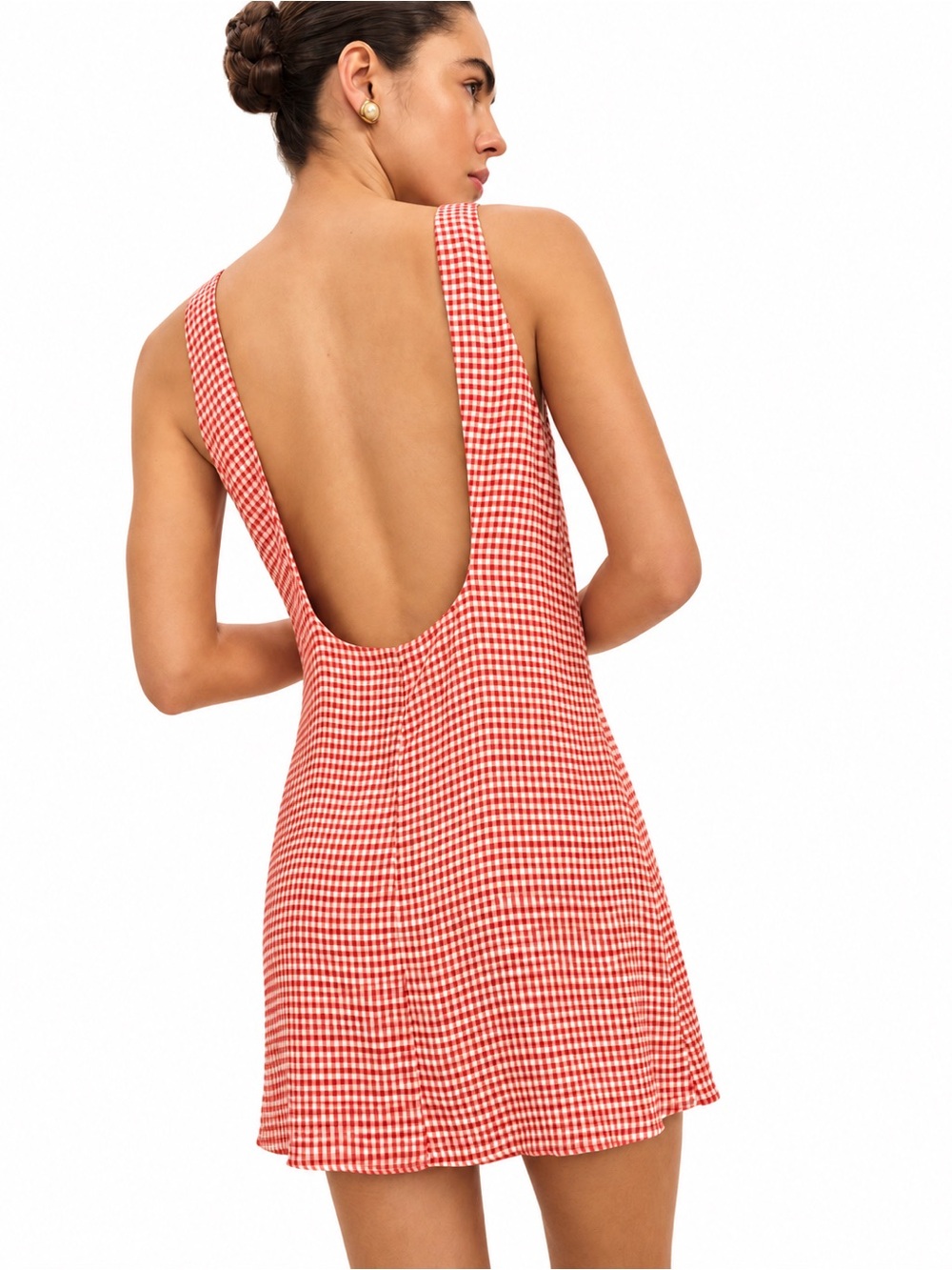 Reformation Rosemond Strawberry Check Mini Dress 12 NWT